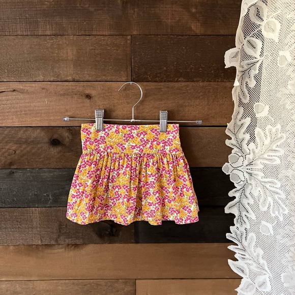 90s / Y2K Pink & Yellow Baby Floral Elastic Waist Skirt Size 18M - Picture 3 of 9